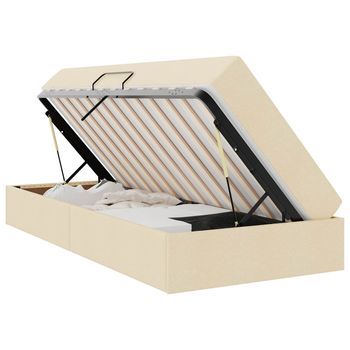 Cama Con Almacenamiento Y Colchón Crema 90 X 190 Cm Poliéster Vidaxl