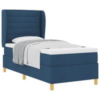 cama tapizada 193x90x128 cm madera tratada madera maciza de pino - azul