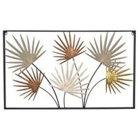 decoracion de pared con estampado de hojas multicolor en metal 100x5x60 cm dec05070