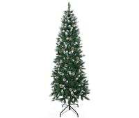 homcom arbol de navidad artificial de nieve 180 cm con 508 ramas realistas 49 pinas base plegable y soporte de acero para decoracion de interiores o73x180 cm verde blanco