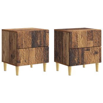 Mesita De Noche 2 Pcs Madera Envejecida 43 X 34,5 X 48 Cm Vidaxl