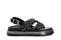 sandalias asimetricas con enhebrado de micropedreria black 38