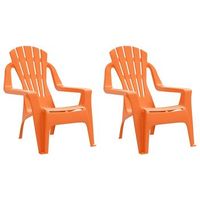 pack 2 uds sillas jardin  silla de exterior  sillon ninos aspecto madera pp naranja 37x34x44 cm