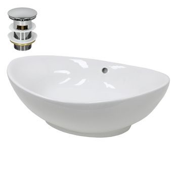 Lavabo Sobre Encimera 590x390x200 Mm Blanco Ecd Germany