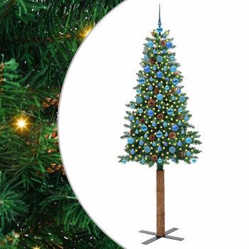 Árbol De Navidad | Decoraciones De Navidad Delgado Con 300 Led Con Soporte Verde 210 Cm
