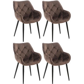 Set De 4 Sillas Tanna De Salón En Terciopelo Marrón 62x58x83 Cm Clp
