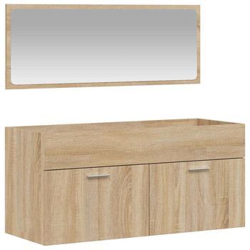 Armario De Baño Con Espejo Madera De Ingeniería Roble Sonoma Vidaxl