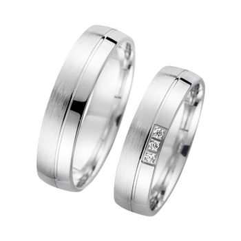 Alianzas oro blanco con diamantes ancho 5 mm