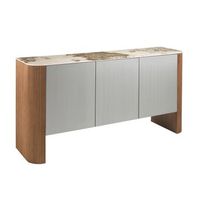 aparador madera color plata nogal y tapa de marmol porcelanico angel cerda 3261 160x45x80