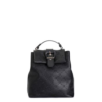 mochila con solapa con estampado de monograma en relieve black