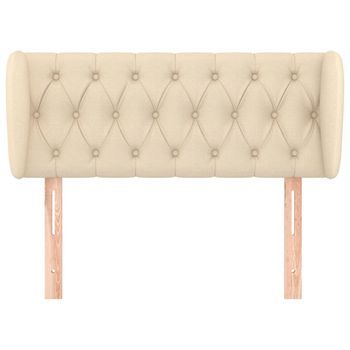 Cabecero Cama Mueble De Dormitorio De Tela 93 X 23 X 78/88 Cm Crema M02_0007404