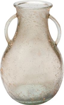 Vasija de vidrio con asas transparente con marrón 32cm