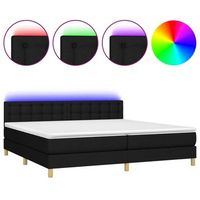 estructura de cama led con cabecero con somier colchon 200x200 cm tela negra tdl0208132