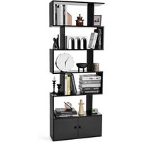 costway estanteria en forma de s de 6 niveles con armario estantes decorativos para salon oficina 70 x 23 x 183 cm negro
