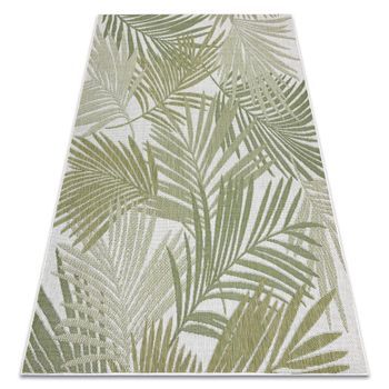 Alfombra Sisal Sion Hojas De Palma, Tropical 2837 Tejido Plano Ecru /  120x170 Cm