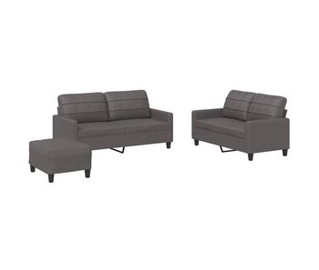Vidaxl juego de sofás con cojines 3 piezas cuero sintético gris