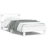 cama para adulto  cama individual  estructura cama con cabecero madera ingenieria blanco 100x200cm