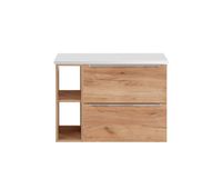 mueble bajo lavabo 80cm 2 nichos april madera y blanco