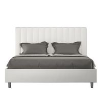 cama sin somier acolchada 160x190 cuero sintetico blanco agueda