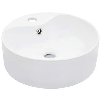 Lavabo Con Rebosadero 36x13 Cm Cerámica Blanco Vidaxl