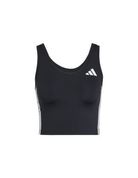 Camiseta de Fitness adidas We 3 Bandas Crop Tank Mujer Negro/Blanco