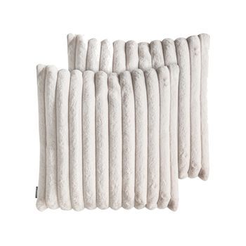 Conjunto De 2 Cojines Decorativos Tela Suave 45 X 45 Cm Beige Claro Rakya