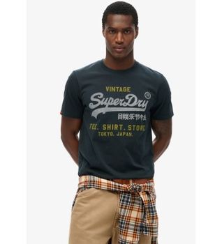 Superdry para hombre. M1012212A Camiseta Heritage marino (M), Casual, Algodón, Manga corta
