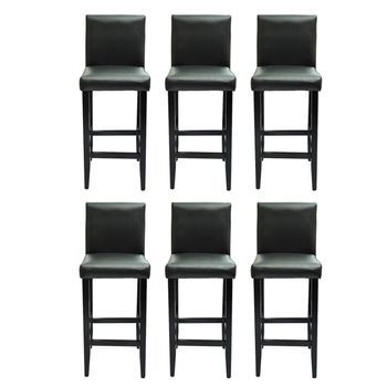 Taburetes De Bar 6 Unidades De Cuero Artificial Negro Vidaxl