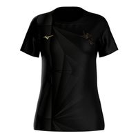 mizuno active dryaeroflow graphic camiseta de running mujeres - negro dorado