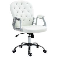 vinsetto silla de oficina silla de escritorio ergonomica con reposabrazos respaldo acolchado blanco