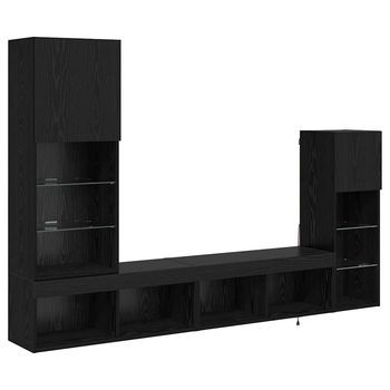 Unidades De Pared Para Tv Montaje En La Pared 4 Uds | Mueble De Salón | Gabinete De Tv Roble Negro