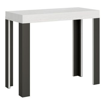 Consola extensible 90x40/196 cm efecto madera fresno blanco, hierro