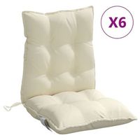 cojines para silla con respaldo bajo 6 uds tela oxford crema vidaxl