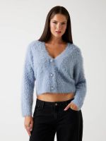cardigan de punto trenzado peludo