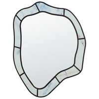 espejo de pared moderno con forma irregular y ganchos de cristal y mdf azul claro liverdun