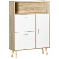 armario de zapatos 80x255x1125 cm natural y blanco