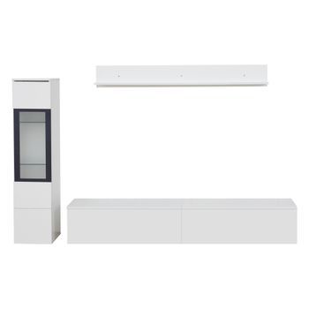Conjunto De Mueble Tv De 3 Piezas Blanco Brillo Con Iluminación Led Rgb