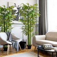 2 bambu artificiales de poliester bambu homcom o17x180 cm verde