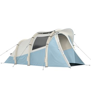Outsunny Tienda de Campaña Hinchable 2-3 Personas con Bomba Dormitorio y Zona de Estar Impermeable 3000 mm Azul Claro   Aosom España