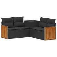 juego de sofa 5 uds negro ratan sintetico y acero vidaxl