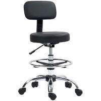 homcom silla de oficina sillon giratorio compacto ajustable en altura con reposapies giro de 360 cuero sintetico metal negro