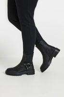 black chunky biker chelsea boot in wide e fit