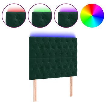 Cabecero Con Luces Led Terciopelo Verde Oscuro 100x7x118/128 Cm Vidaxl