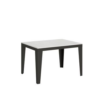 Mesa Extensible 90x120/224 Cm Flame Evolution Fresno Blanco Estructura Antracita