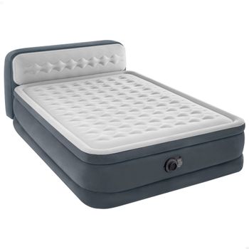 Colchón Hinchable Doble Intex Ultra Plush Cabecero Integrado, 152x236x46 Cm, Gris