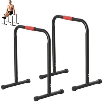HOMCOM Barras Paralelas Training Soporte con Mango Extra Ancho para Flexiones Inclinadas Musculación Calistenia Dips 63x41x73 cm Negro   Aosom España