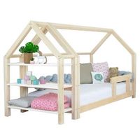 cama cabana con estante 80 x 180 natural y blanco
