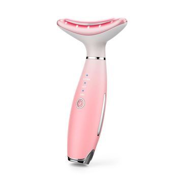 Masajeador Ultrasónico Para Cara Y Cuello Con Tratamiento De Luz Led. Limpieza, Calor Y Ems. 8,5x3,9x13,5 Cm. Color: Rosa