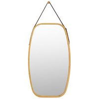 espejo joyero con marco de bambu y correa de piel ajustable transparente 77 cm
