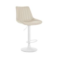 taburete de bar regulable y giratorio en simil cuero crema